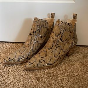 Tan Snakeskin Booties